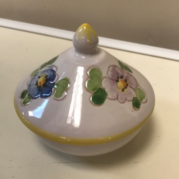 Vintage Italian Hand Painted Pottery Trinket Dish w/Lid - Picture 1 of 6
